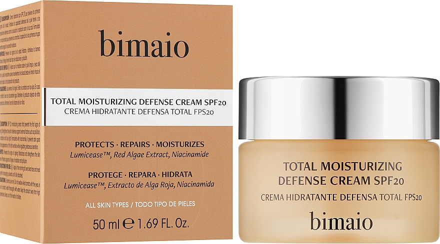 Nawilżający krem ochronny do twarzy SPF20 - Bimaio Total Moisturizing Defense Cream — Zdjęcie N2