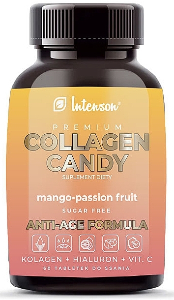 Tabletki do ssania Kolagen + kwas hialuronowy + wit. C - Intenson Collagen Candy Mango-Marakuja — Zdjęcie N1