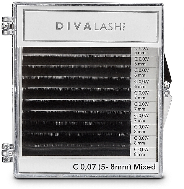 Rzęsy do przedłużania C 0,07 (5-8mm), 10 linii - Divalashpro — Zdjęcie N1