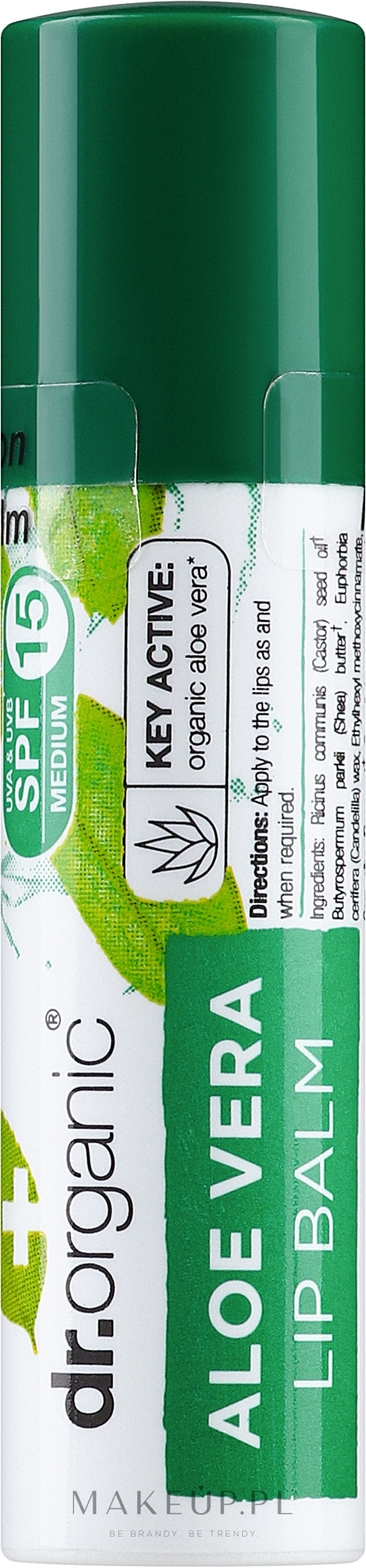 Balsam do ust z aloesem - Dr Organic Bioactive Skincare Aloe Vera Lip Care Stick SPF15 — Zdjęcie 5.7 ml