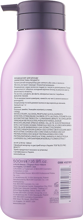 Odżywka do włosów blond - Luxliss Balancing Blonde & Silver Conditioner — Zdjęcie N4