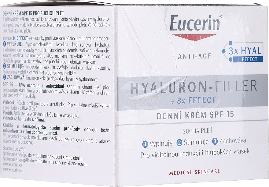 PRZECENA! Przeciwzmarszczkowy krem na dzień do skóry suchej i wrażliwej SPF 15 - Eucerin Hyaluron-Filler Day Cream For Dry Skin * — Zdjęcie N3