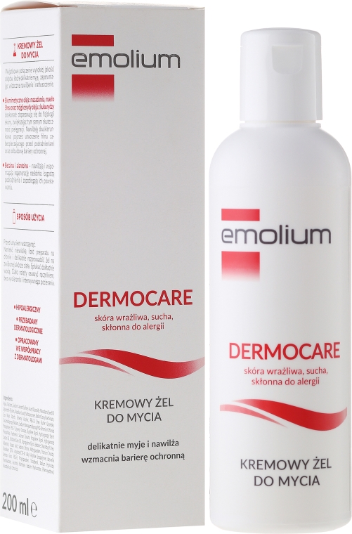 Kremowy żel do mycia do skóry wrażliwej, suchej i skłonnej do alergii - Emolium Dermocare — Zdjęcie N1