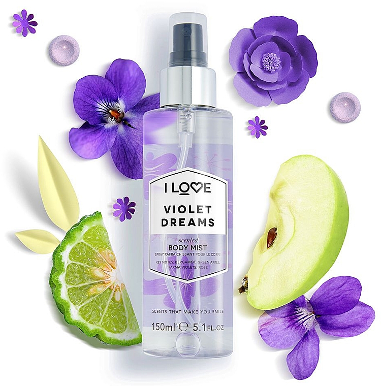 Odświeżająca mgiełka do ciała - I Love Violet Dreams Body Mist — Zdjęcie N2