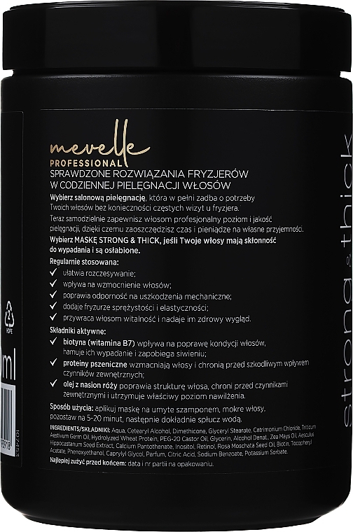 Wzmacniająca maska do włosów - Mevelle Strong & Thick Intensive Hair Mask Biotin — Zdjęcie N2