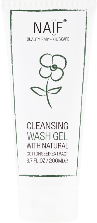 Oczyszczający żel pod prysznic z naturalnym ekstraktem z nasion bawełny dla dzieci - Naïf Baby Cleansing Wash Gel — Zdjęcie N1