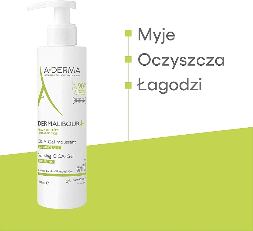 Żel do mycia twarzy z wąkrotą azjatycką - A-Derma Dermalibour+ — Zdjęcie N4