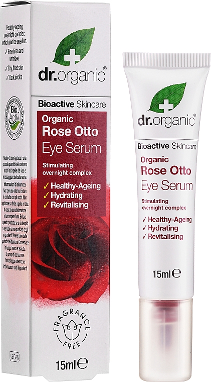 Serum do skóry wokół oczu Organiczna róża damasceńska Otto - Dr Organic Bioactive Skincare Rose Otto Eye Serum — Zdjęcie N2
