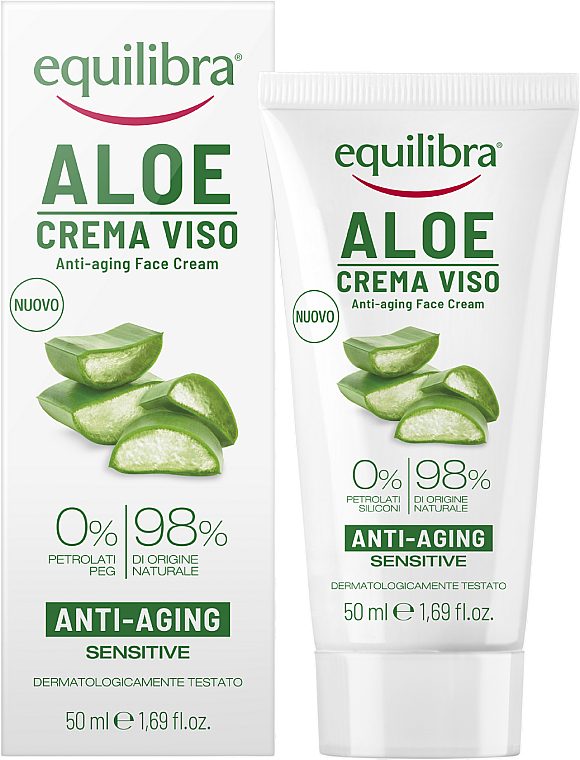 Aloesowy krem przeciwstarzeniowy do twarzy - Equilibra Aloe Line Anti-Age Face Cream — Zdjęcie N1