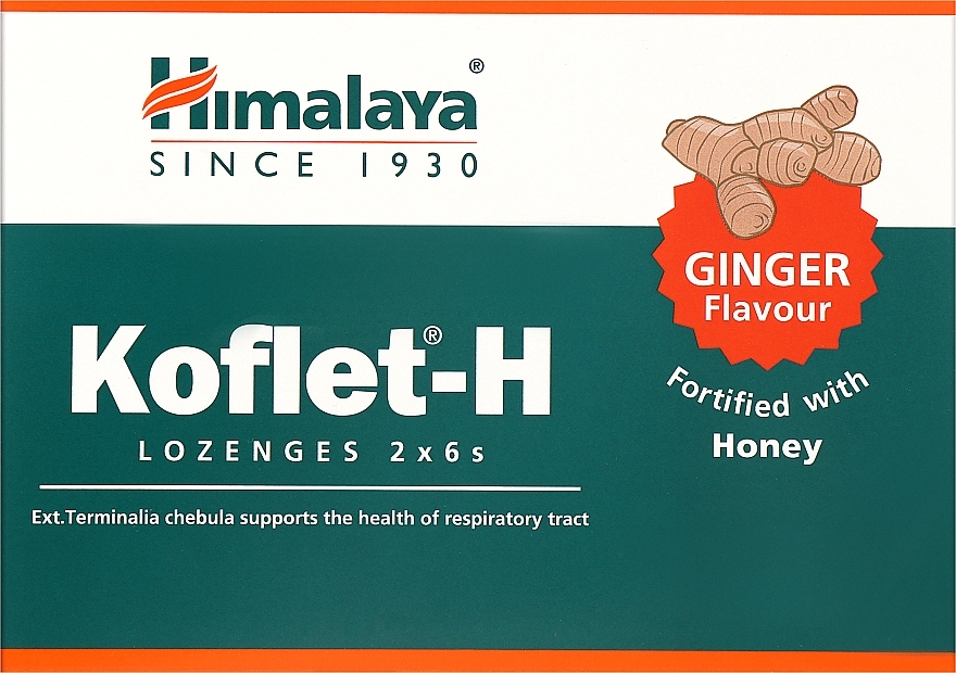 Suplement diety Lizaki o smaku imbirowym - Himalaya Herbals Koflet-H Ginger Flavour — Zdjęcie N1