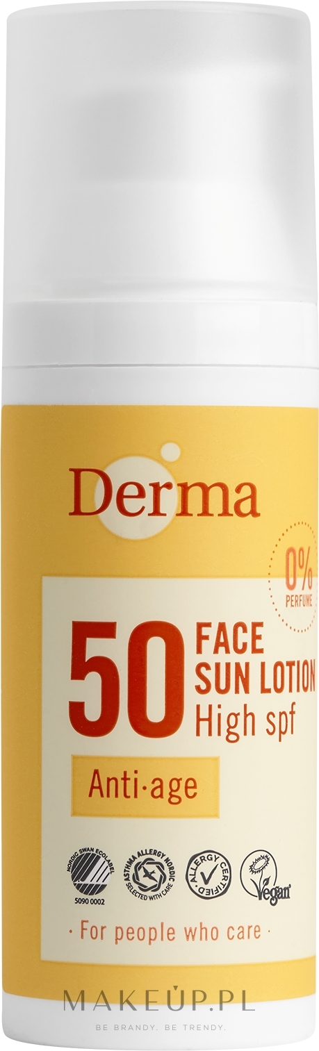 Przeciwsłoneczny balsam przeciwstarzeniowy do twarzy SPF 50 - Derma Sun Face Lotion Anti-Age — Zdjęcie 50 ml