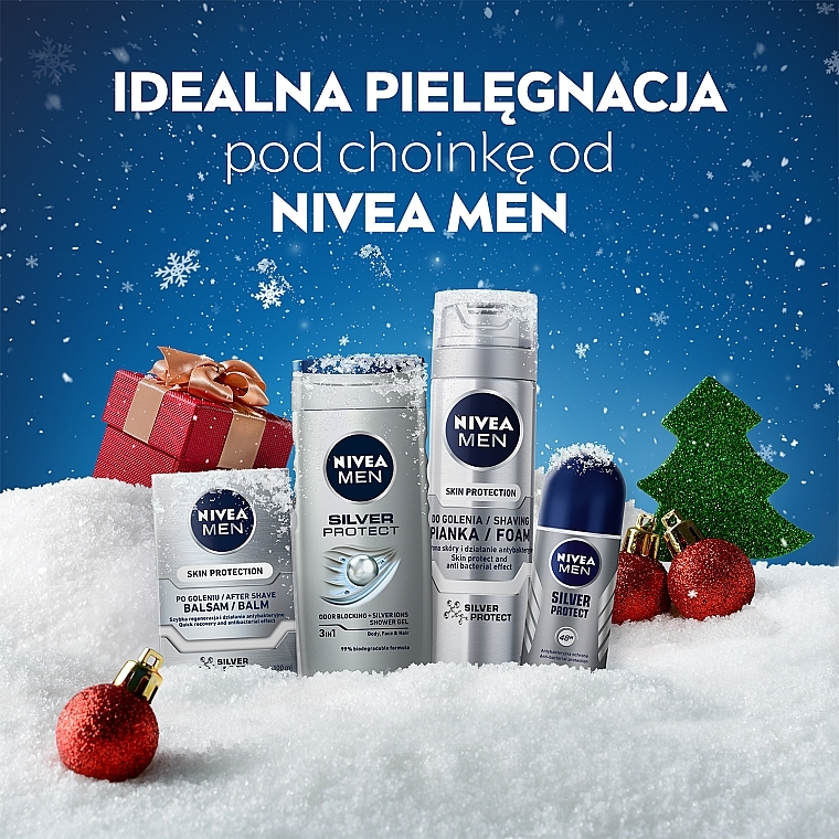 Zestaw - NIVEA MEN Silver Protect Collection (ash/balm/100ml + foam/200ml + shower/gel/250ml + deo/50ml) — Zdjęcie N2