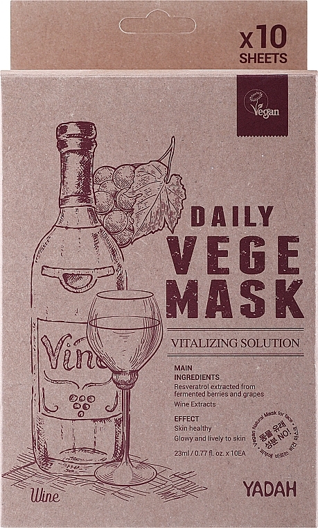 Maska w płachcie do twarzy z ekstraktem z wina - Yadah Daily Vegi Wine Mask — Zdjęcie N3