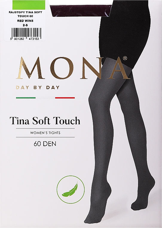 Rajstopy damskie Tina Soft Touch 60 DEN, red wine - MONA — Zdjęcie N1