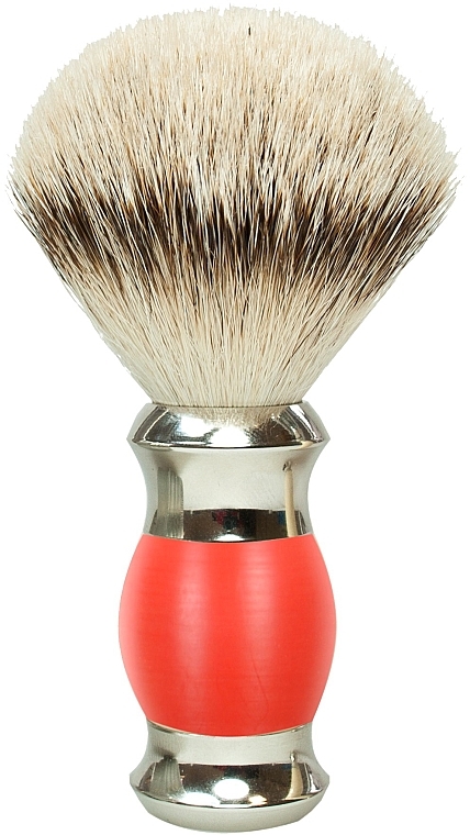 Pędzel do golenia z włosiem borsuka, polimerowa rączka, czerwony ze srebrem - Golddachs Silver Tip Badger Polymer Handle Red Silver — Zdjęcie N1