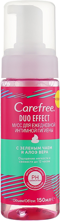 Pianka do codziennej higieny intymnej z zieloną herbatą i aloesem - Carefree Duo Effect