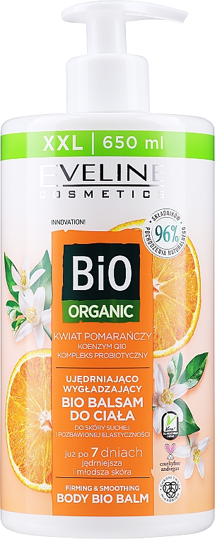 Ujędrniająco-wygładzający balsam do ciała z kwiatem pomarańczy - Eveline Cosmetics Bio Organic Firming & Smoothing Body Bio Balm — Zdjęcie N1