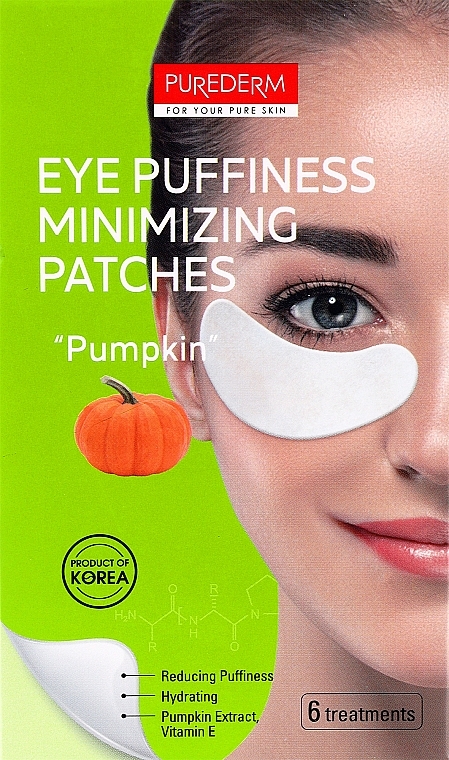 PRZECENA! Płatki na okolice oczu Dynia - Purederm Eye Puffiness Minimizing Patches Pumpkin * — Zdjęcie N1