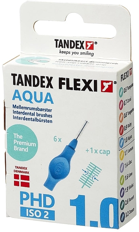 Szczoteczki międzyzębowe, 1,0 mm, seledynowe - Tandex Flexi Extra Fine Aqua — Zdjęcie N1