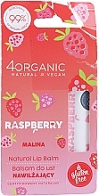 PRZECENA! Naturalny nawilżający balsam do ust Malina - 4Organic Natural Lip Balm Raspberry * — Zdjęcie N1