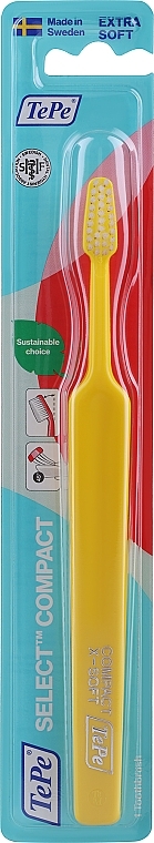 Szczoteczka do zębów Select Compact Extra Soft, bardzo miękka, żółta - TePe Toothbrush — Zdjęcie N1