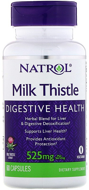 Ostropest plamisty w kapsułkach 525 mg - Natrol Milk Thistle — Zdjęcie N1