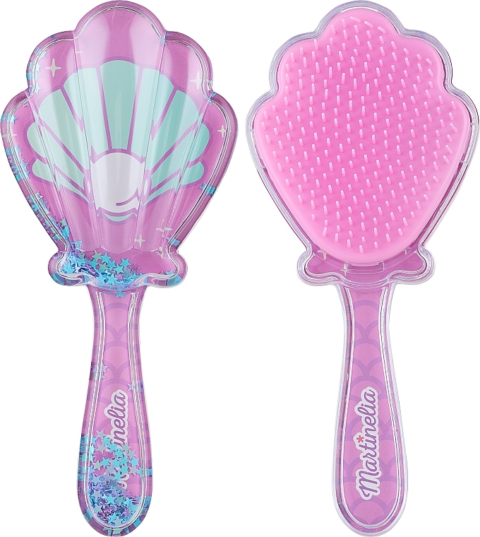 Szczotka do włosów Let's Be Mermaids, różowa 2 - Martinelia Shell Hair Brush — Zdjęcie N1