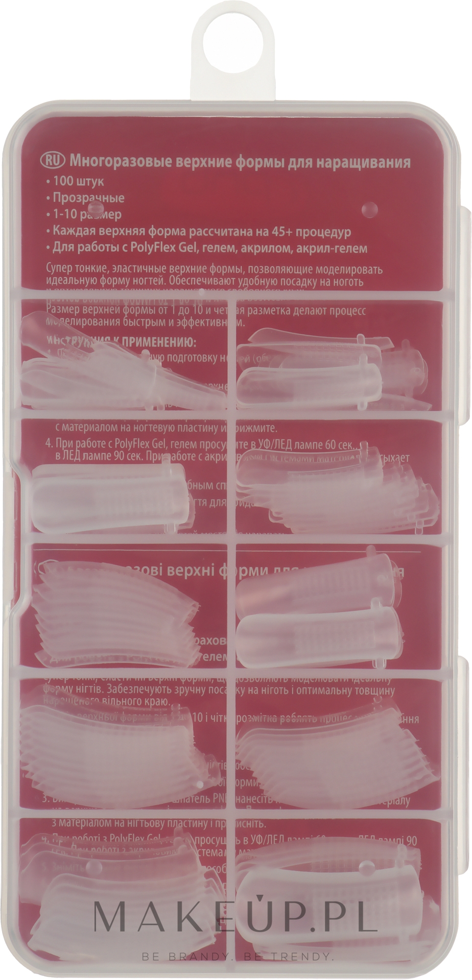 Formy górne do paznokci, wielokrotnego użytku - PNB Reusable Upper Nail Forms Tips — Zdjęcie 100 szt.