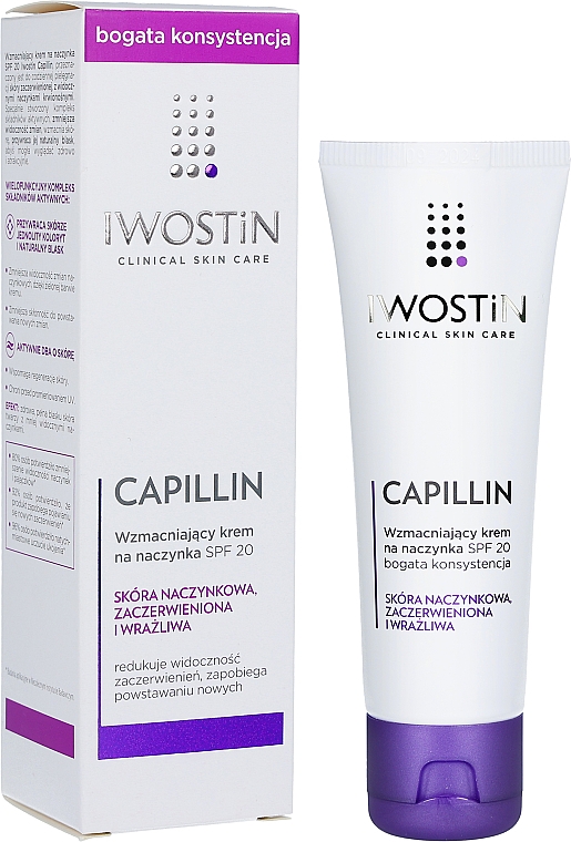 Wzmacniający krem na naczynka - Iwostin Capillin Cappilaries Reinforcing Cream SPF 20 — Zdjęcie N2