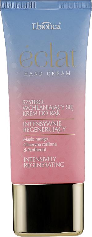 Intensywnie regenerujący krem do rąk - L'biotica Eclat Hand Cream