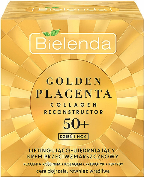 Liftingująco-ujędrniający krem przeciwzmarszczkowy do twarzy 50+ - Bielenda Golden Placenta Collagen Reconstructor — Zdjęcie N2
