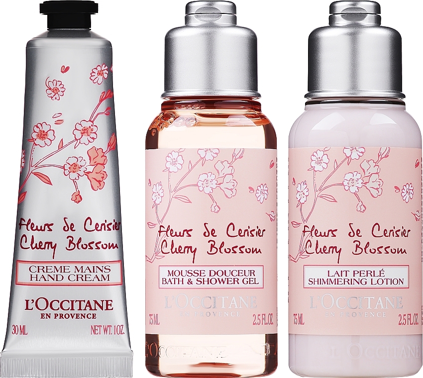 Zestaw do twarzy - L'Occitane Cherry Blossom (sh/gel/75ml + b/lot/75ml + h/cr/30ml) — Zdjęcie N2