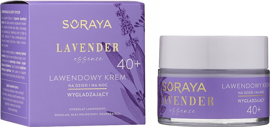Lawendowy krem wygładzający do twarzy na dzień i na noc 40+ - Soraya Lavender Essence
