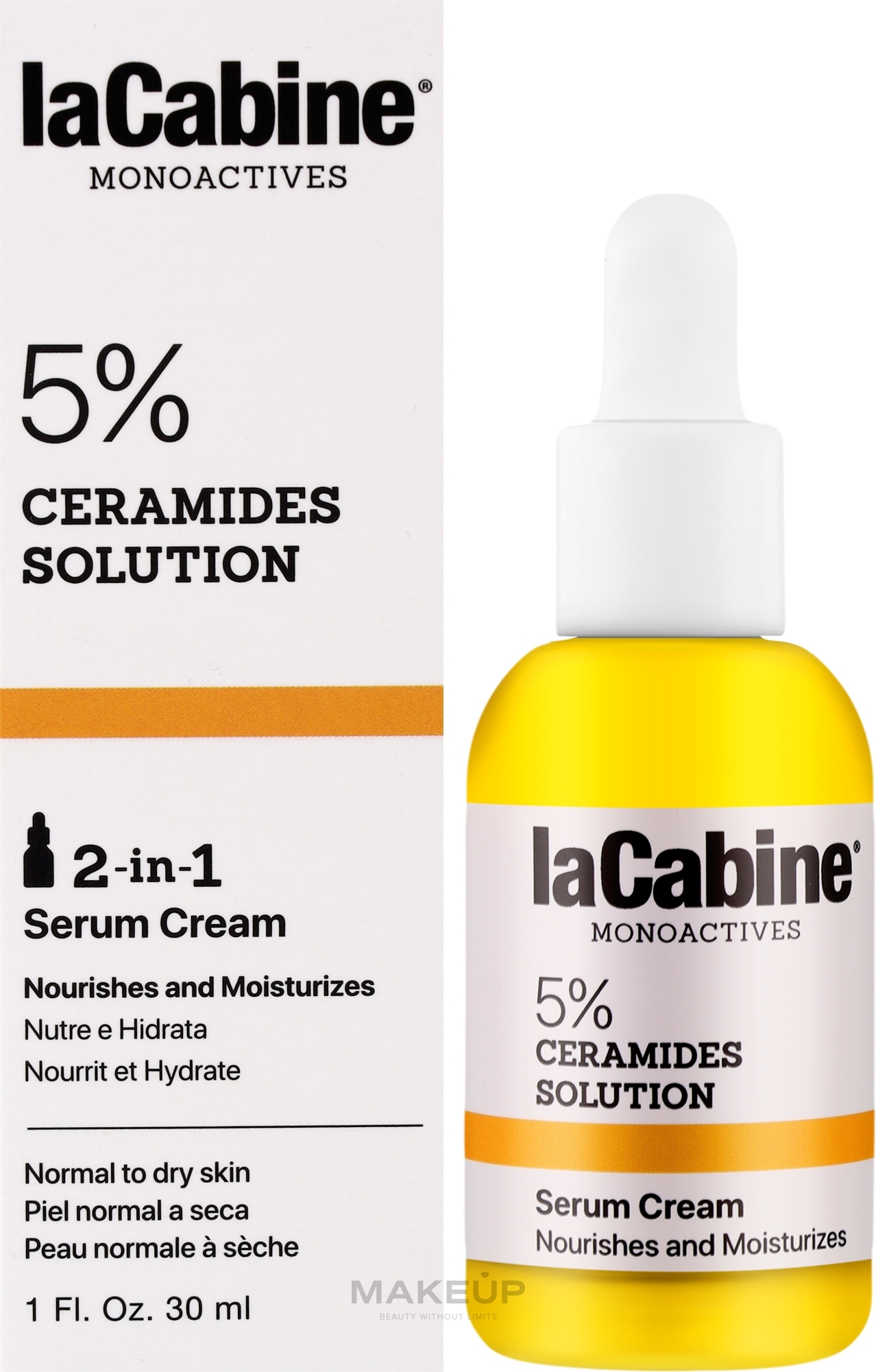 Kremowe serum do twarzy - La Cabine Monoactives 5% Ceramides Solution Serum Cream — Zdjęcie 30 ml