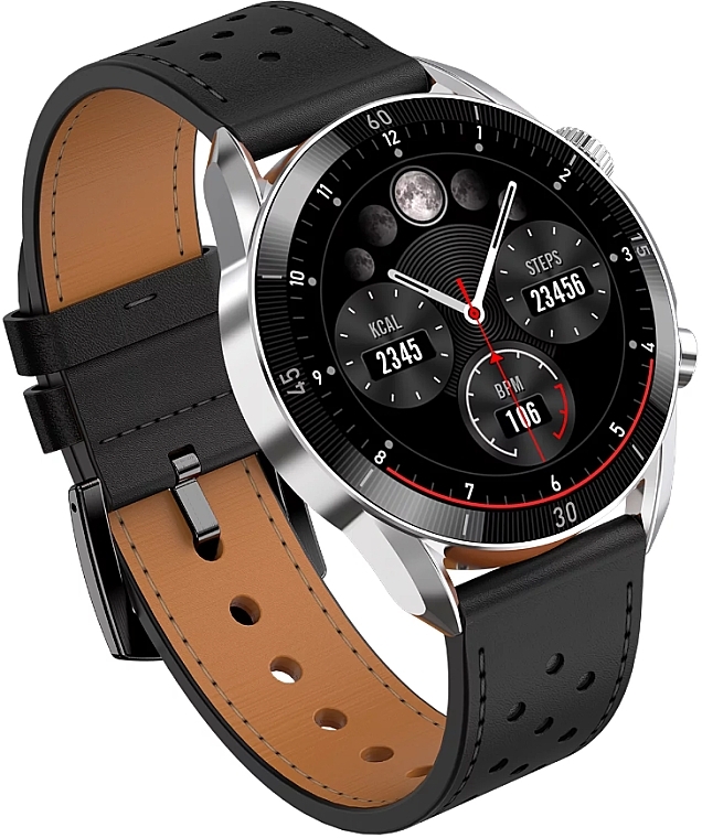Smartwatch męski, srebrny+czarny pasek - Garett Smartwatch V10 — Zdjęcie N6