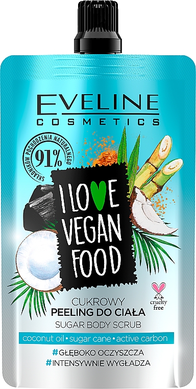 Cukrowy peeling do ciała z kokosem - Eveline Cosmetics I Love Vegan Food