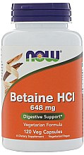 Kup Kapsułki wegetariańskie na prawidłowe trawienie Betaina 648 mg + pepsyna - Now Foods Betaine HCl