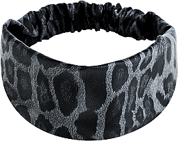 Opaska prosta eko-skóra, leopard szary Faux Leather Classic - MAKEUP Hair Accessories — Zdjęcie N1