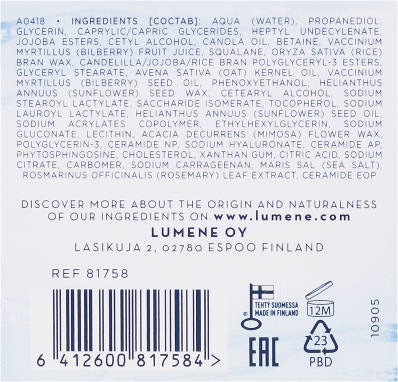 Bogaty nawilżający krem do twarzy - Lumene Arctic Hydra Moisture Relief Cream — Zdjęcie N3