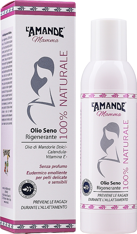 Regenerujący olejek do piersi - L'Amande Mamma Olio Seno Rigenerante 100% Naturale — Zdjęcie N2