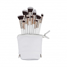 Zestaw 10 pędzli do makijażu+etui, biały - ILU Basic Mu White Makeup Brush Set — Zdjęcie N1