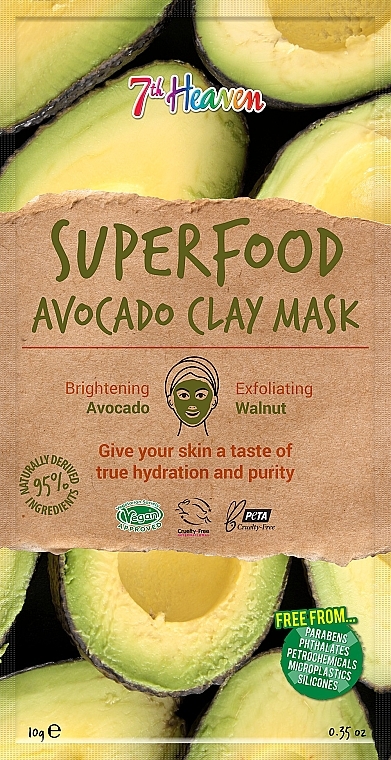 Maseczka glinkowa z awokado - 7th Heaven Superfood Avocado Clay Mask — Zdjęcie N1