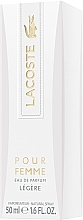 Lacoste Pour Femme Légère - Woda perfumowana — Zdjęcie N4