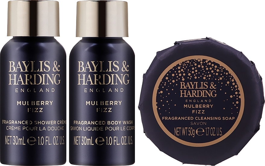 Zestaw - Baylis & Harding Mulberry Fizz Tin Gift Set (sh/gel/30ml*2 + soap/50g) — Zdjęcie N3