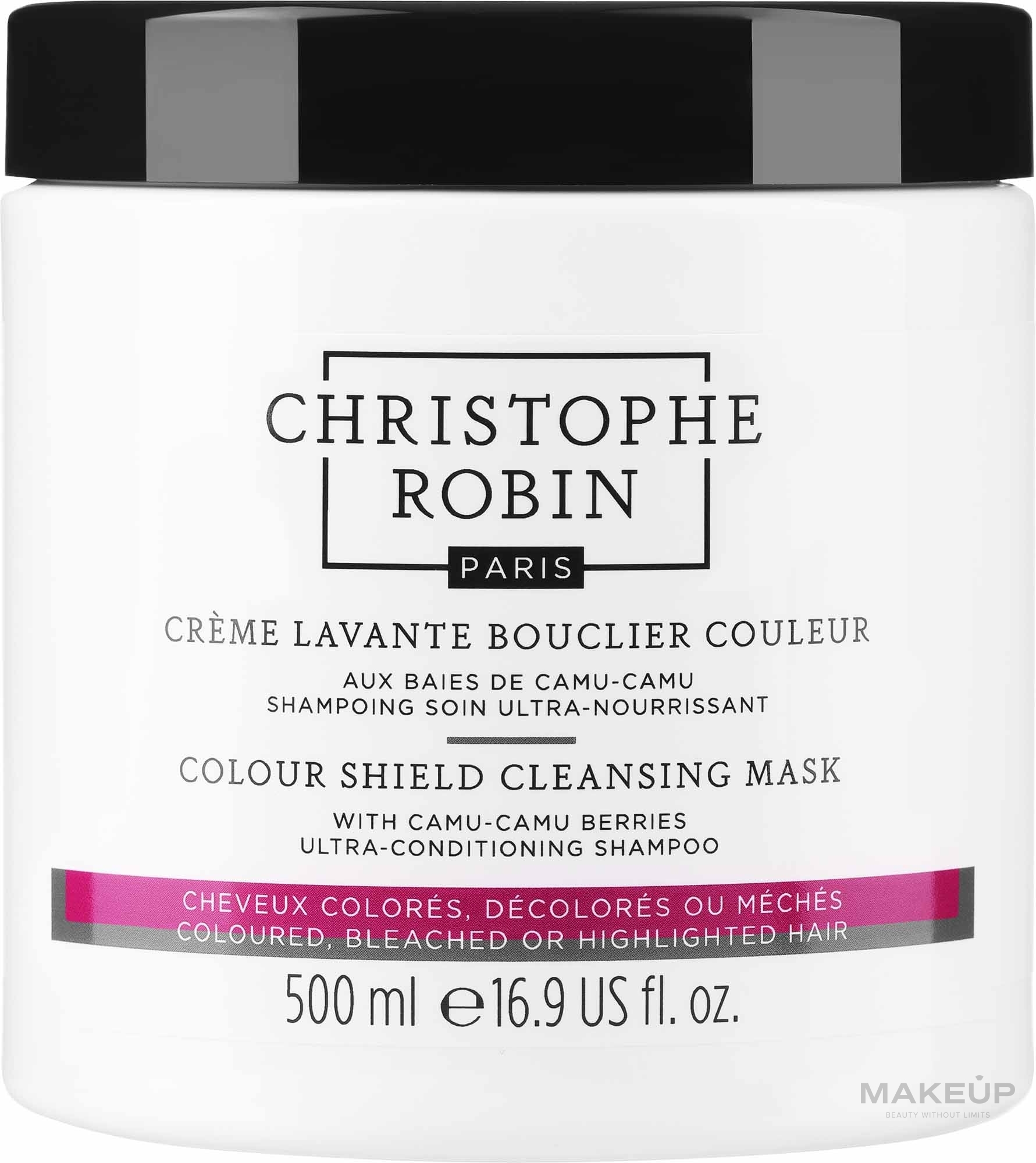 Oczyszczająca maska ​​do włosów farbowanych i z pasemkami - Christophe Robin Color Shield Cleansing Mask With Camu-Camu Berries — Zdjęcie 500 ml