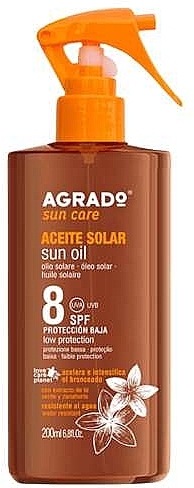 Olejek przyspieszający i wzmacniający opaleniznę SPF8 - Agrado Aceite Solar SPF8 — Zdjęcie N1