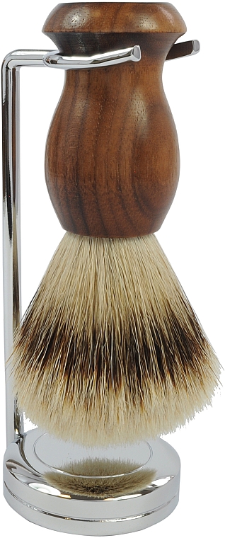 Pędzel do golenia ze stojakiem - Golddachs Brush & Stand, Silver Tip Badger, Nut Wood, Chrom — Zdjęcie N1