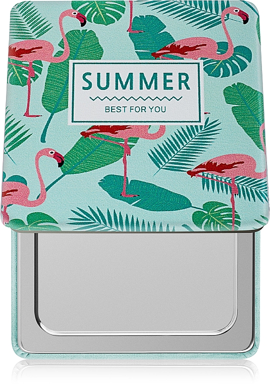 Lusterko kosmetyczne okrągłe, Summer Best For You, miętowe z flamingami - SPL — Zdjęcie N2