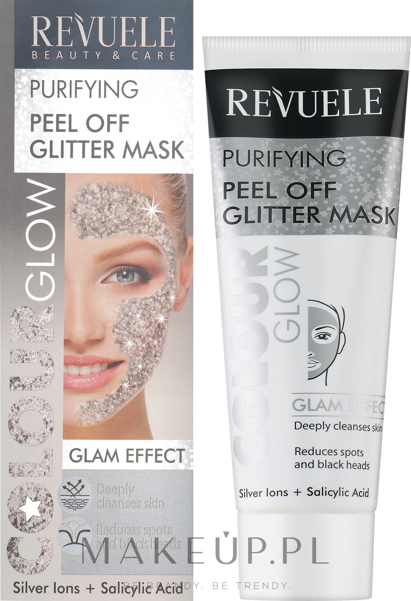 Oczyszczająca brokatowa maska peel-off do twarzy - Revuele Colour Glow Purifying Pell Off Glitter Mask — Zdjęcie 80 ml