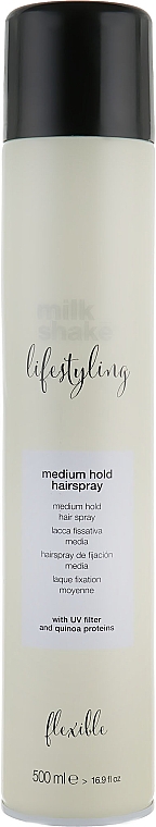 Lakier do włosów z masłem shea, olejem arganowym i pantenolem - Milk Shake Lifestyling Hairspray Medium Hold — Zdjęcie N1